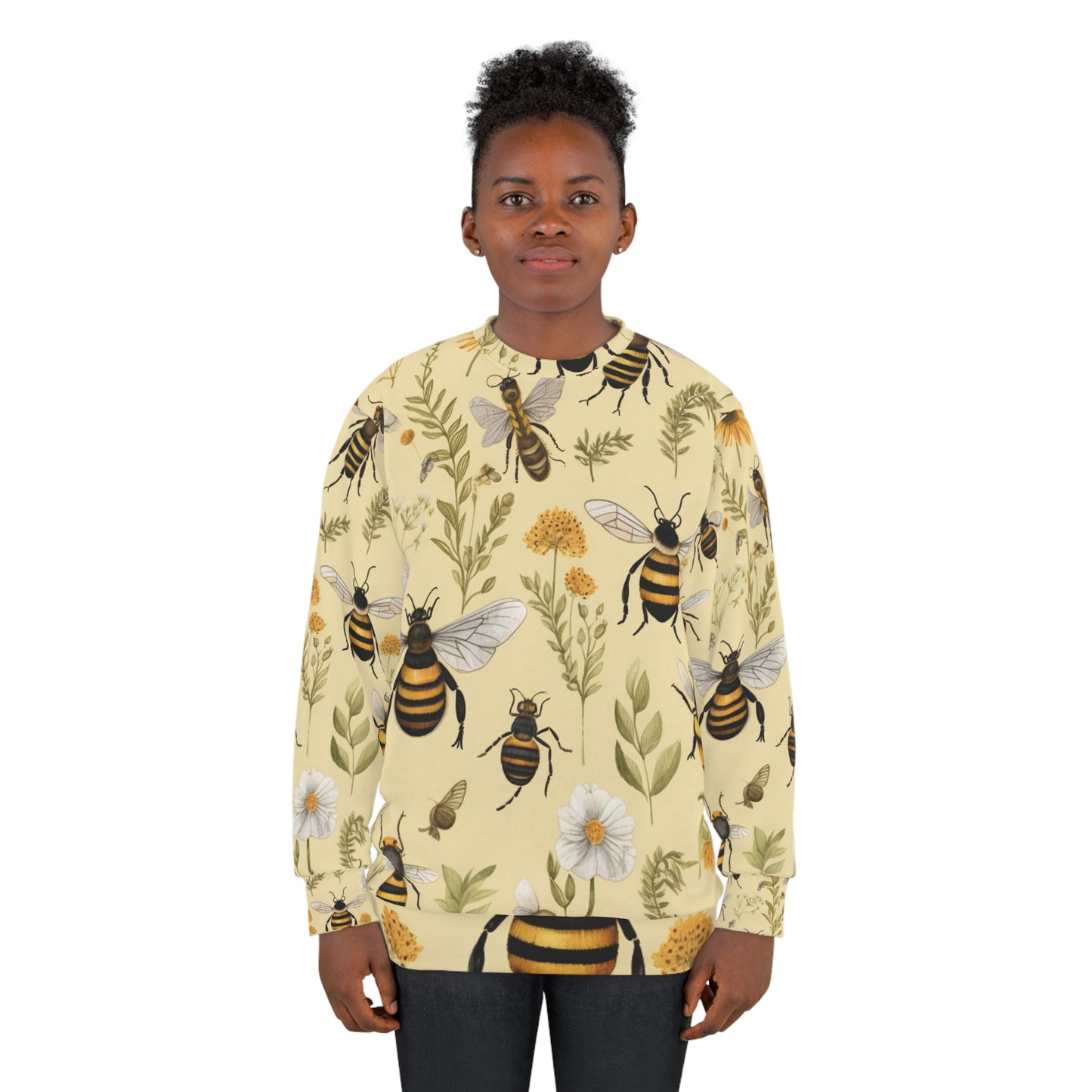 Whimsical Bees & Honeycombs Nature-Friendly Pattern Design Unisex Sweatshirt (AOP)