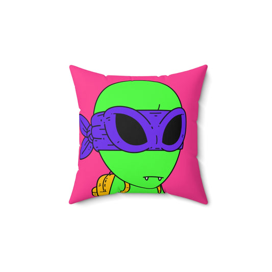 Green Vampire Alien Purple Ninja Mask Yellow Backpack Visitor Spun Polyester Square Pillow