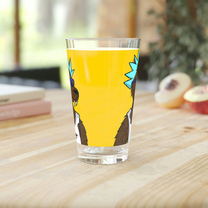 Spiky Blue Hair Cartoon Werewolve Wolf Pint Glass, 16oz