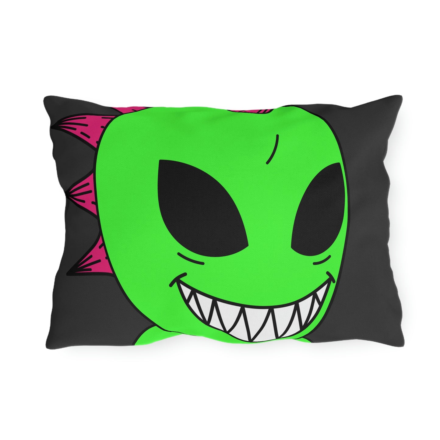 Spiked Pink Hair Muscle Alien Visitor Outdoor Pillows