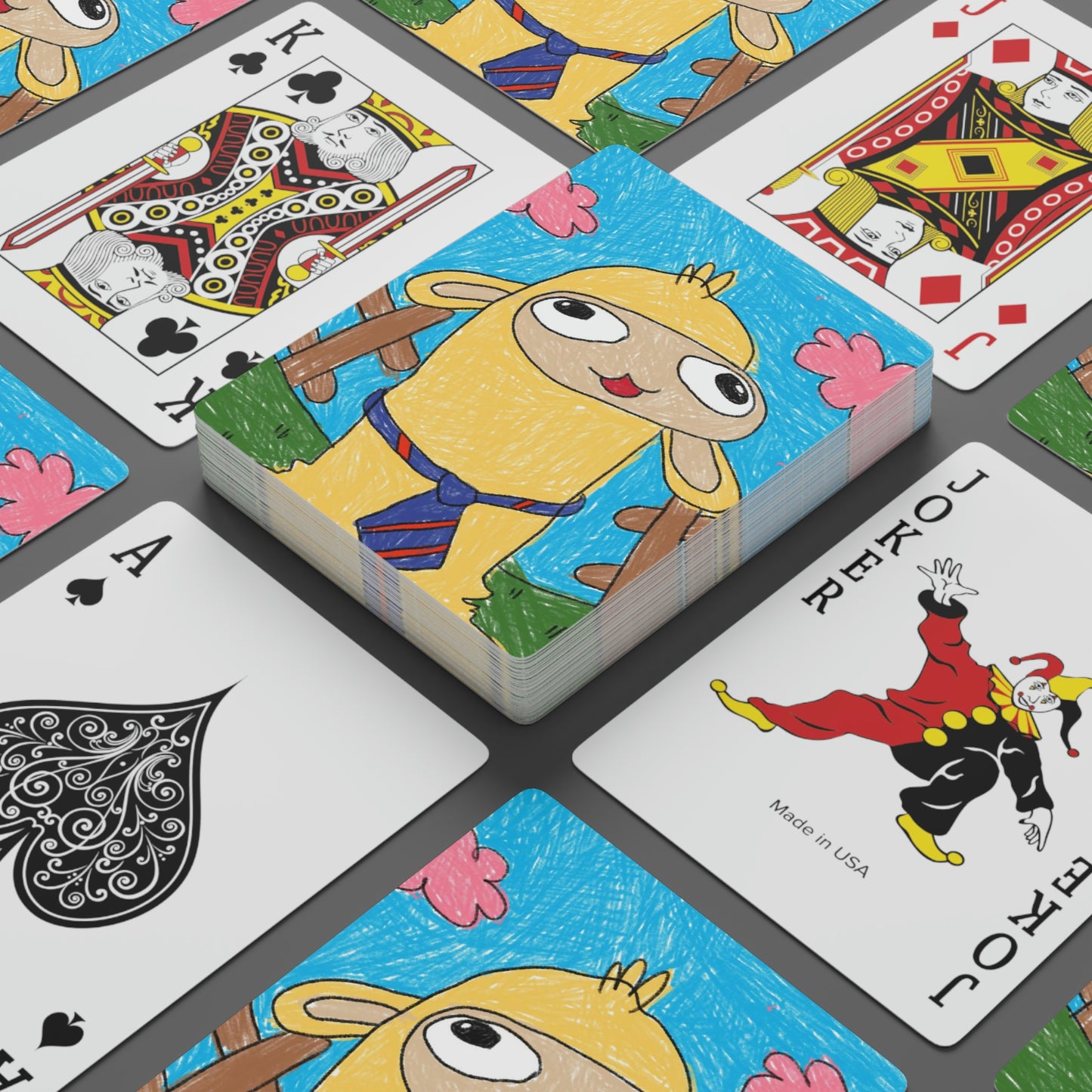 Llama Lovers: Heart and Animal Design Graphic Custom Poker Cards