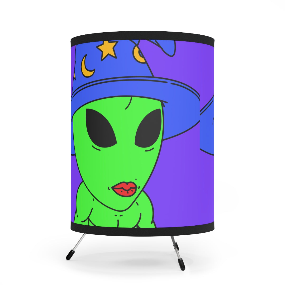 Blue Wizard Hat Alien Muscle Lipstick Green Visitor Tripod Lamp with High-Res Printed Shade, US\CA plug