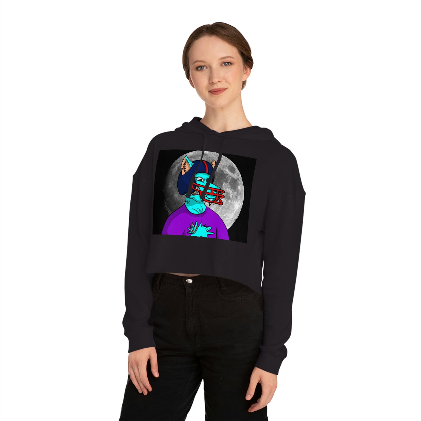 Foot Ball Full Moon American Werewolve Wolf Cyborg Women’s Cropped Hooded Sweatshirt