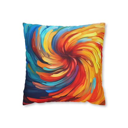 Vibrant Swirling Abstract Art - Unique and Colorful Spun Polyester Square Pillow Case