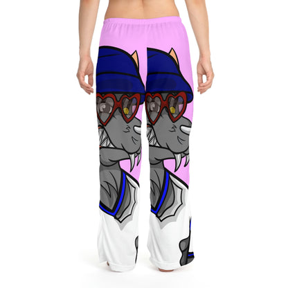 Valentine Wolf Heart Love Women's Pajama Pants (AOP)