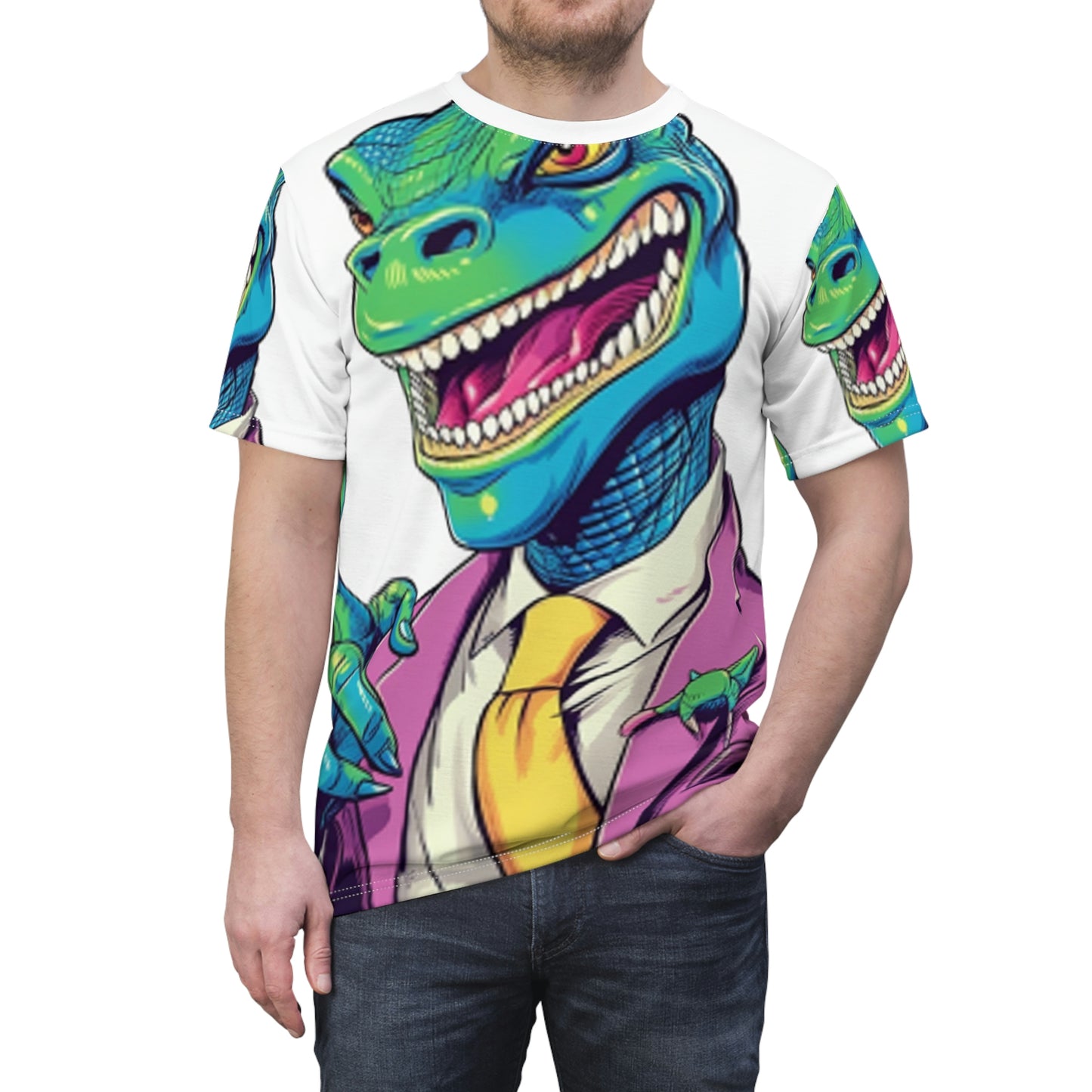 Business Dinosaur CEO Savy Unisex Cut & Sew Tee (AOP)