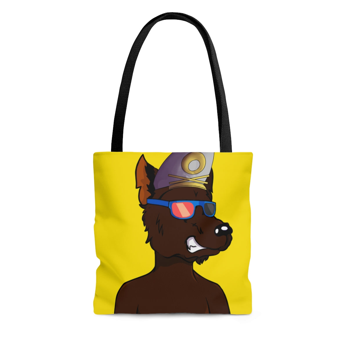 Wolf Cyborg Sailor Hat Shirtless Sunglasses Brown Fur AOP Tote Bag