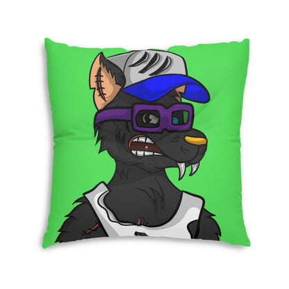 Trucker Wolf Cyborg Tufted Floor Pillow, Square