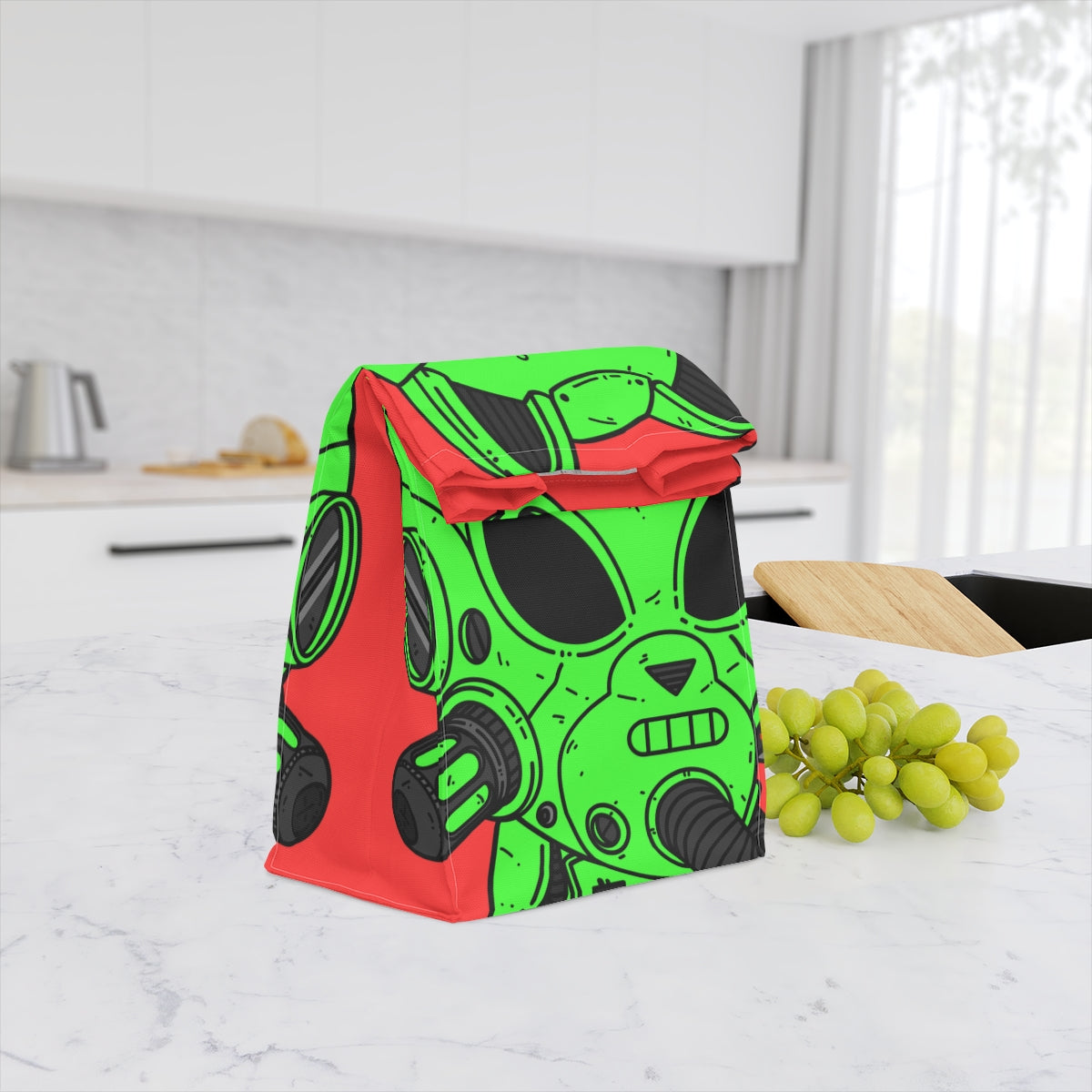 Cat Ears Armored Green Future Alien Cyborg Machine Visitor Polyester Lunch Bag