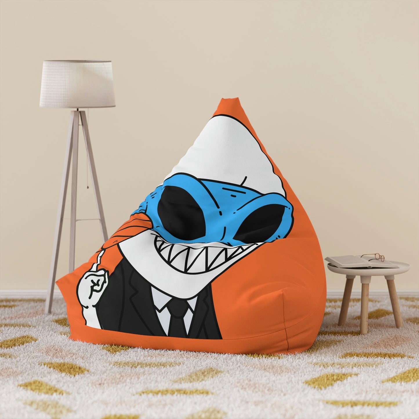 Alien BBall Sport Ninja Mask Orange Basketball Bean Bag Chair Cover