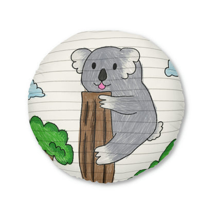 Koala Bear Animal Tree Climber Tufted Floor Pillow, Round