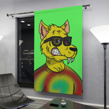 Wolve Cyborg Tie Dye Wolf Shirt Yellow Fur Cool Sun Glasses Window Curtains (1 Piece)