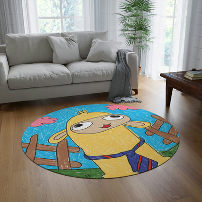 Llama Lovers: Heart and Animal Design Graphic Round Rug