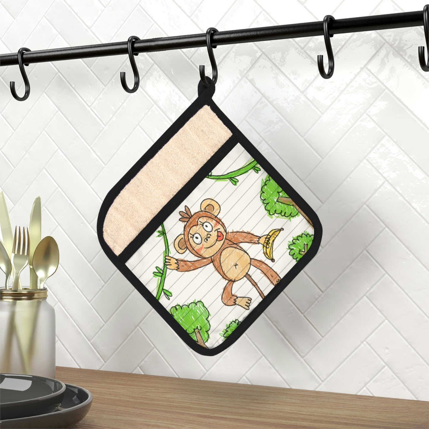 Graphic Monkey - Fun Zoo Clothing for Ape Lovers Pot Holder with Pocket