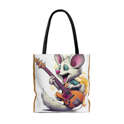 Guitar Player Opossum Cute Animal Graphic Tote Bag (AOP)