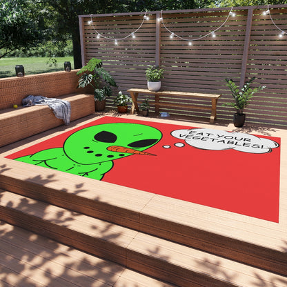 Veggie Visi The Vegetable Visitor Alien Eat Your Veg Outdoor Rug