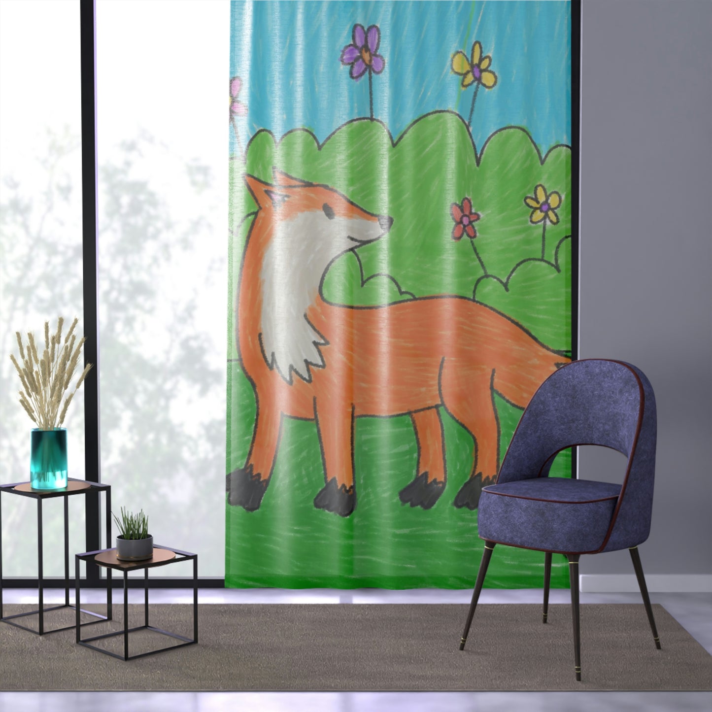 Fox Woodland Animal Foxy Window Curtain