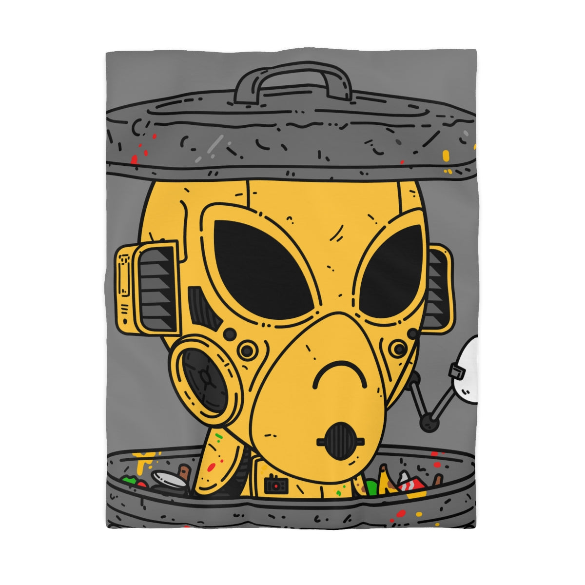 Trashcan Art Egg Armored Yellow Future Alien Cyborg Machine Visitor Microfiber Duvet Cover