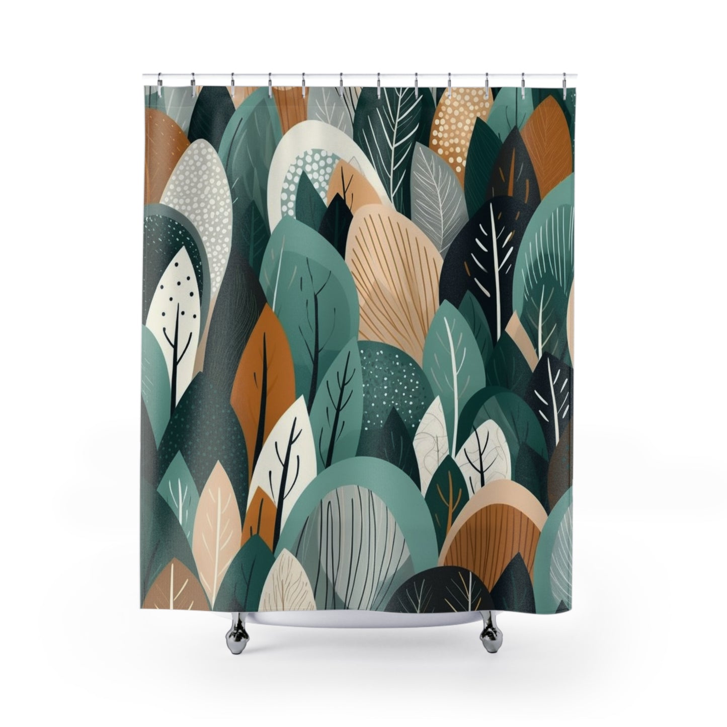 Sustainable Earth Tones Leaves Natural Shapes Pattern Shower Curtains