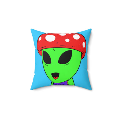 Red Mushroom Head Green Alien Purple Visi sport Jersey Visitor Spun Polyester Square Pillow