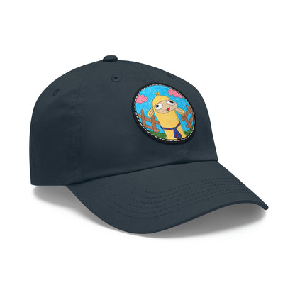 Llama Lovers: Heart and Animal Design Graphic Dad Hat with Leather Patch (Round)