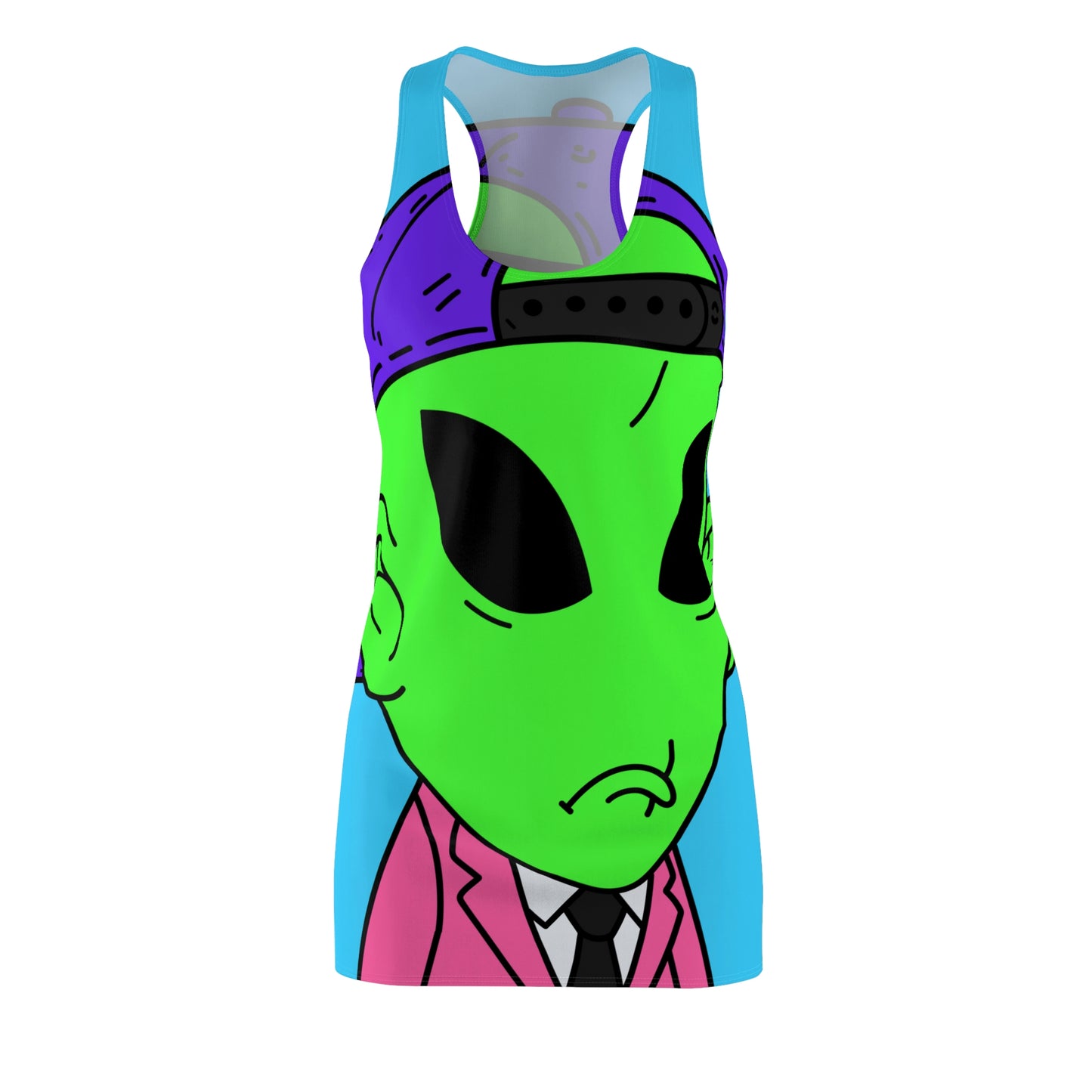 Moody Alien Visitor Women's Cut & Sew Racerback Dress (AOP)