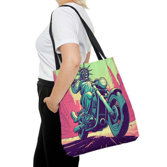 Statue of Liberty Motorcycle Bike Rider USA Style Tote Bag (AOP)