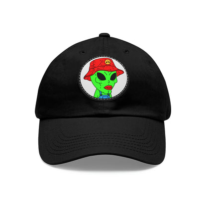 Old Alien Farmer Visitor Dad Hat with Leather Patch (Round)