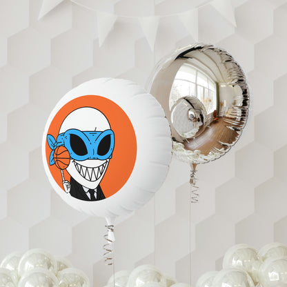 Alien BBall Sport Ninja Mask Orange Basketball Mylar Helium Balloon