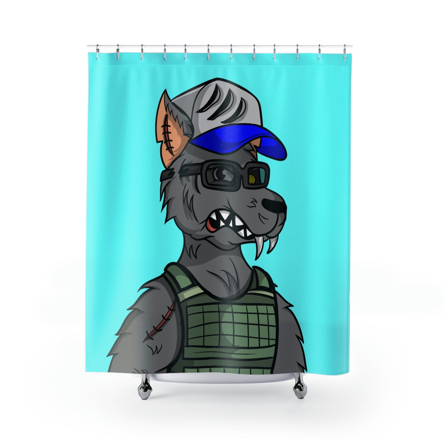 Army Vest Werewolve Cyborg Wolf Shower Curtains