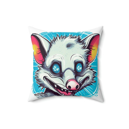 Delightful Opossum Summer Animation Spun Polyester Square Pillow