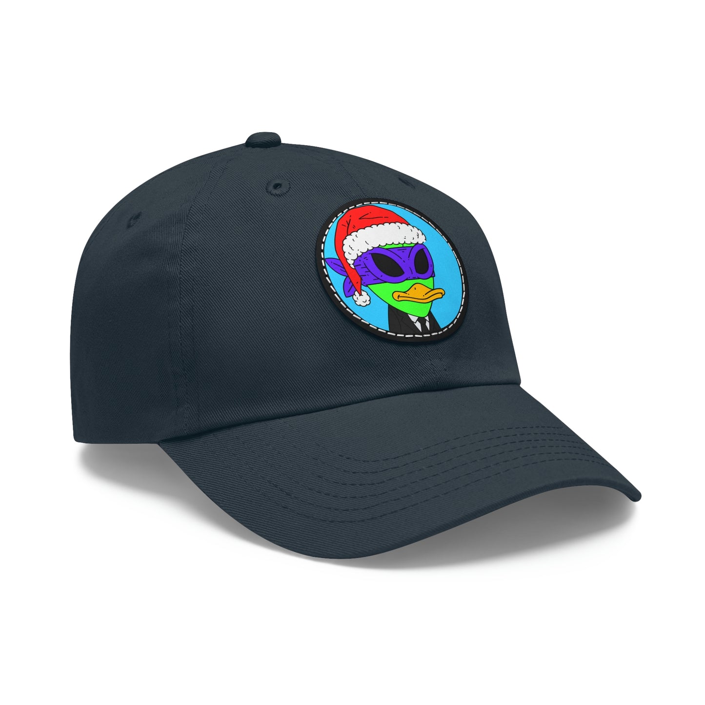 Santa Christmas Alien Visitor 751 Dad Hat with Leather Patch (Round)