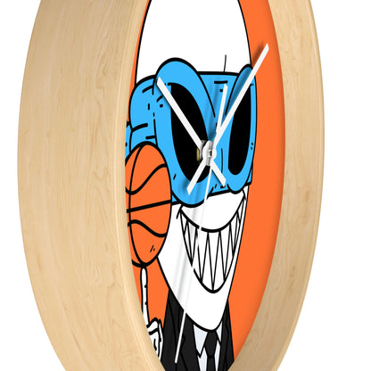 Alien BBall Sport Ninja Mask Orange Basketball Wall clock