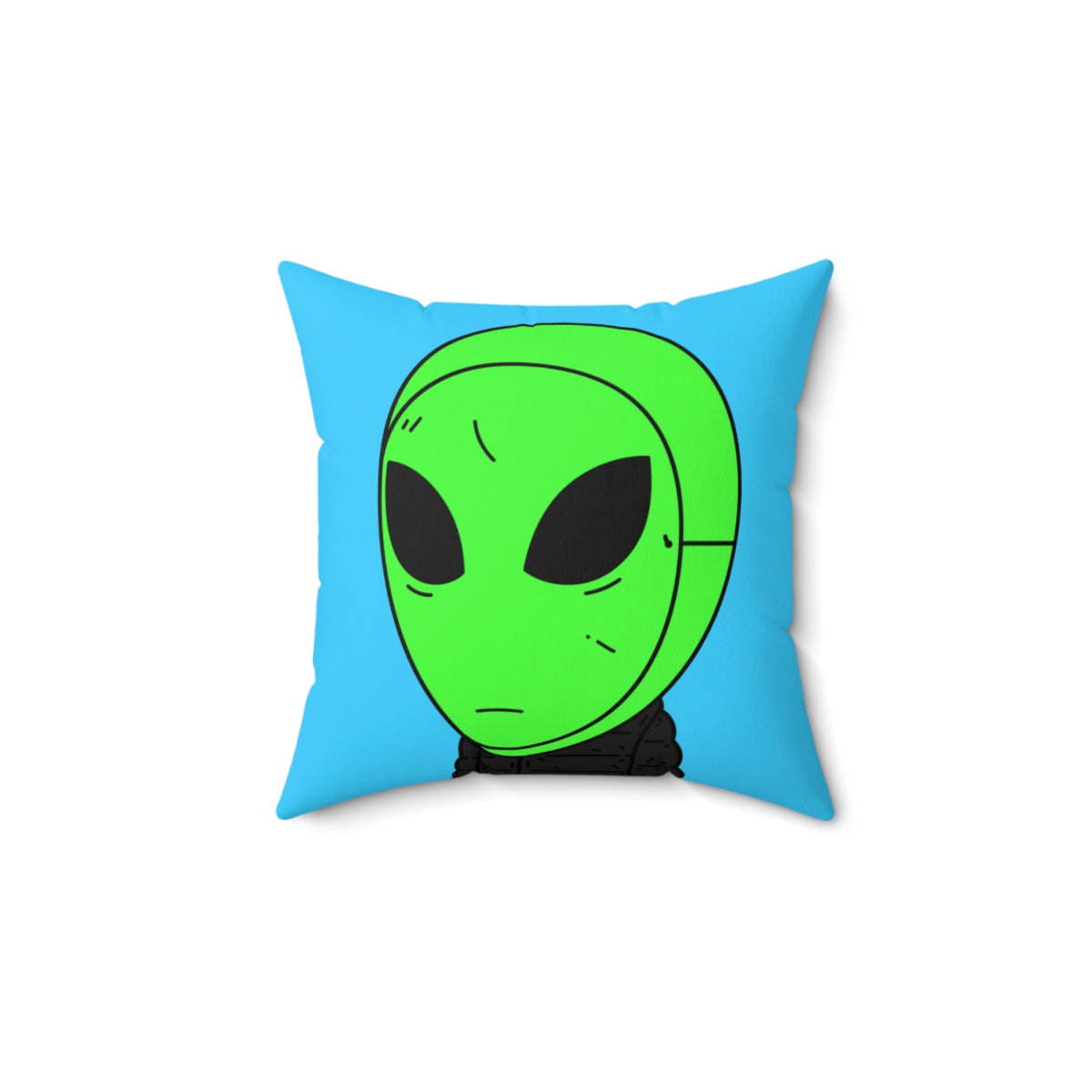 Space Green Alien Visitor Mask Spun Polyester Square Pillow