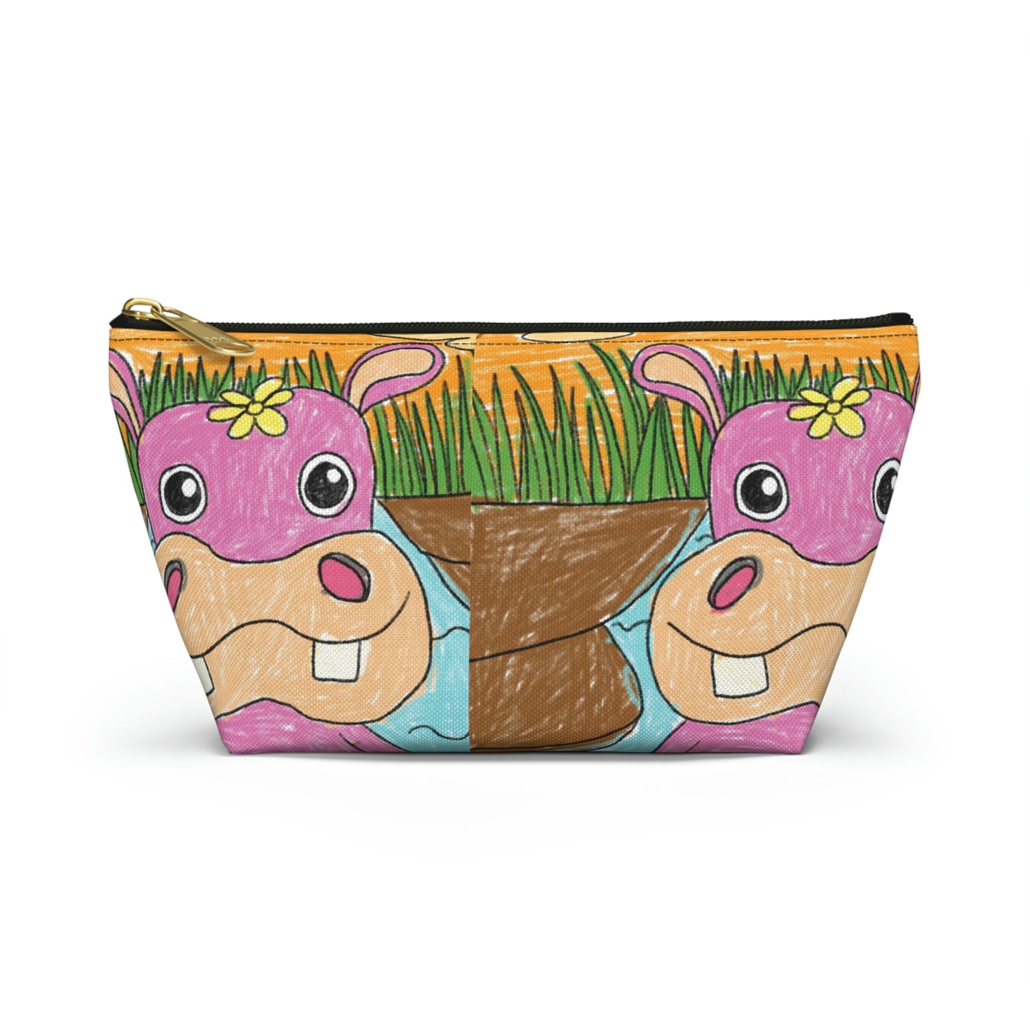 Hippo Hippopotamus Animal Creature Graphic Accessory Pouch w T-bottom