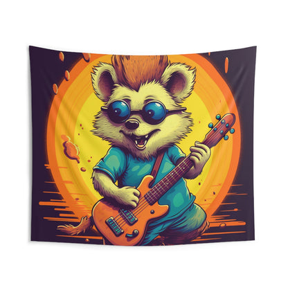 Hedgehog Furry Cute Guitar Music Graphic Indoor Wall Tapestries