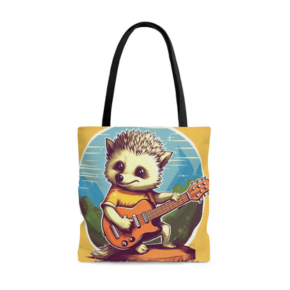 Hedgehog Guitar Band Musician Furry Cute Graphic Tote Bag (AOP)