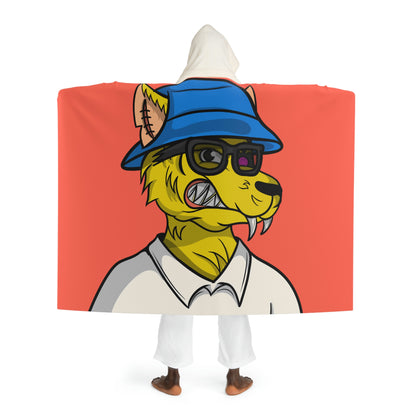 Wolf Sophisticated Blue Bucket Hat White Collar Shirt Cyborg Hooded Sherpa Fleece Blanket