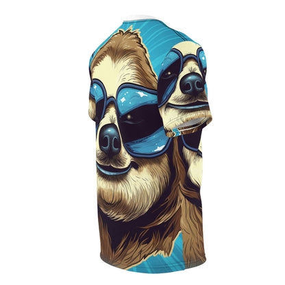 Retro Space Sloth Animal Design Unisex Cut & Sew Tee (AOP)