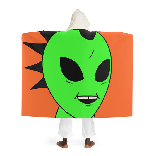 Black Hair Spiked Visitor Alien Hooded Sherpa Fleece Blanket