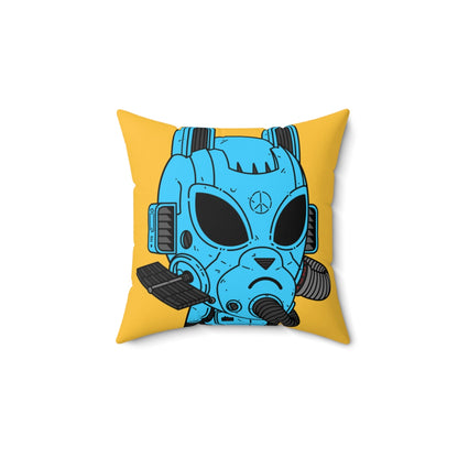 Armored Blue Peace Future Alien Cyborg Machine Visitor Spun Polyester Square Pillow