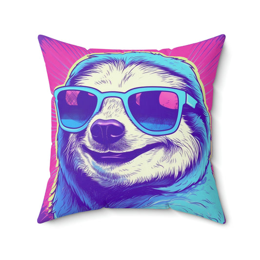Space Sloth Retro Animal Style Spun Polyester Square Pillow