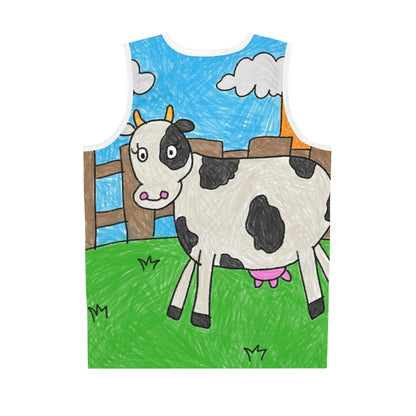 Cow Farm Animal Character Basketball Jersey (AOP)