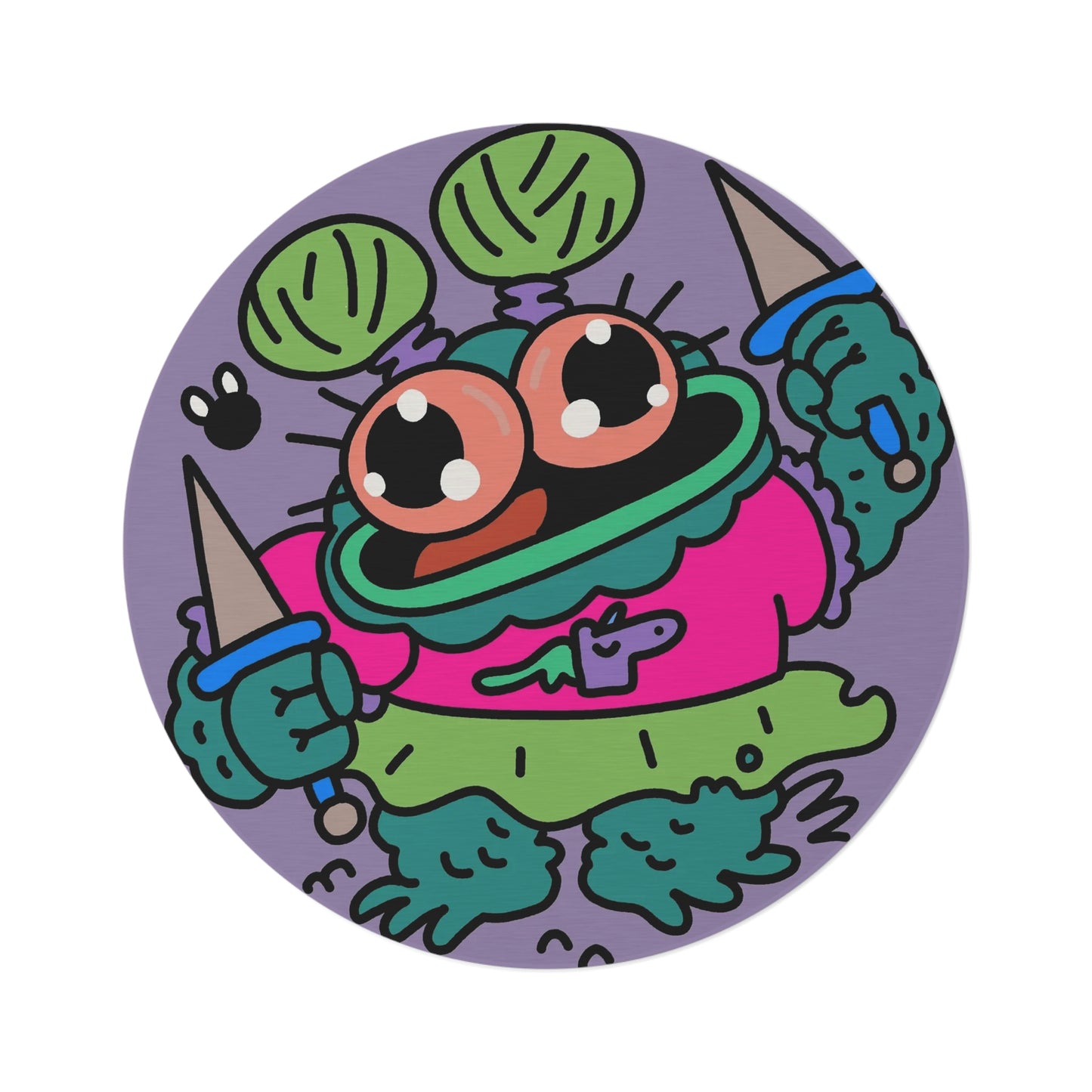 Frog Fly Fantasy Round Rug