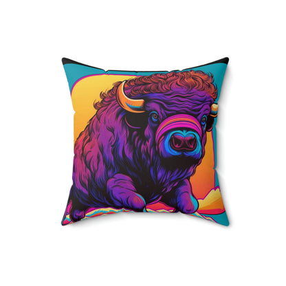 American Bison Graphic Spun Polyester Square Pillow