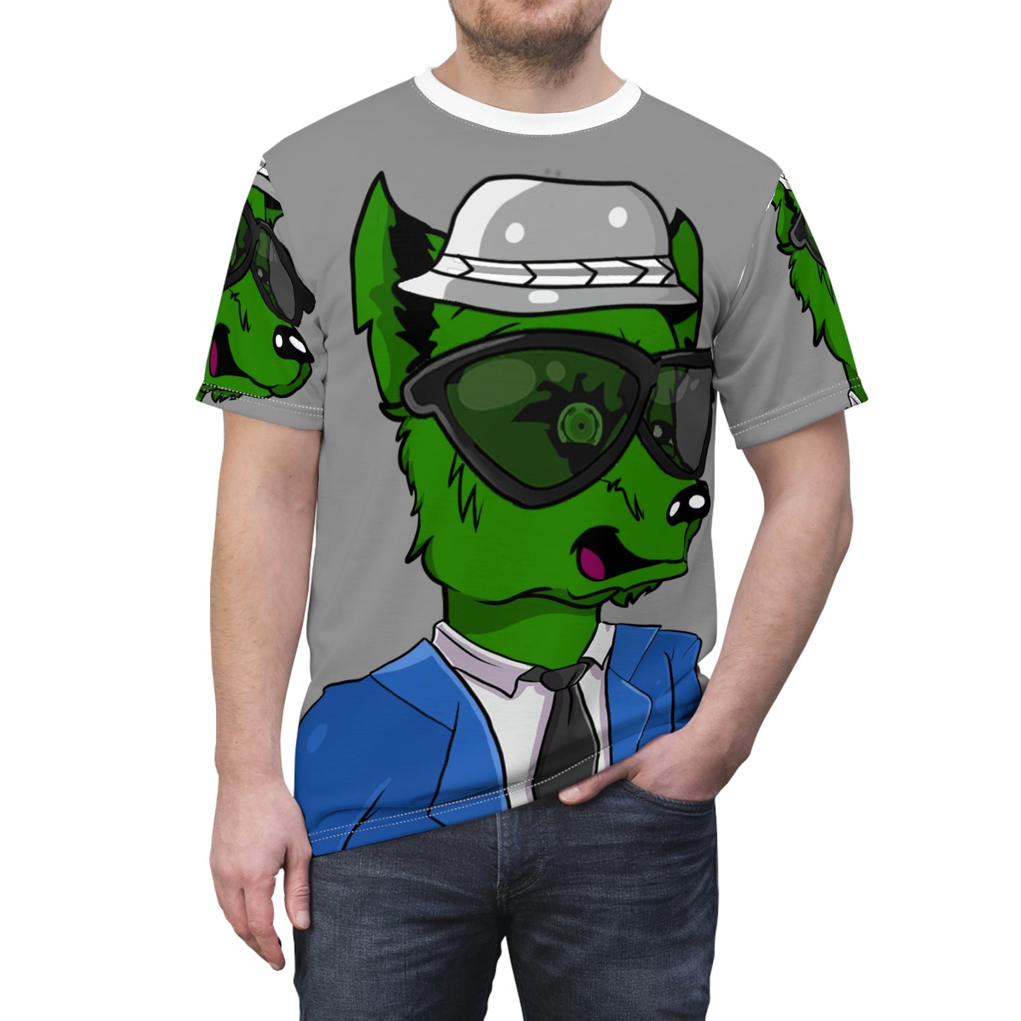 Werewolve Wolf Business Suit Cartoon Unisex AOP Cut & Sew Tee