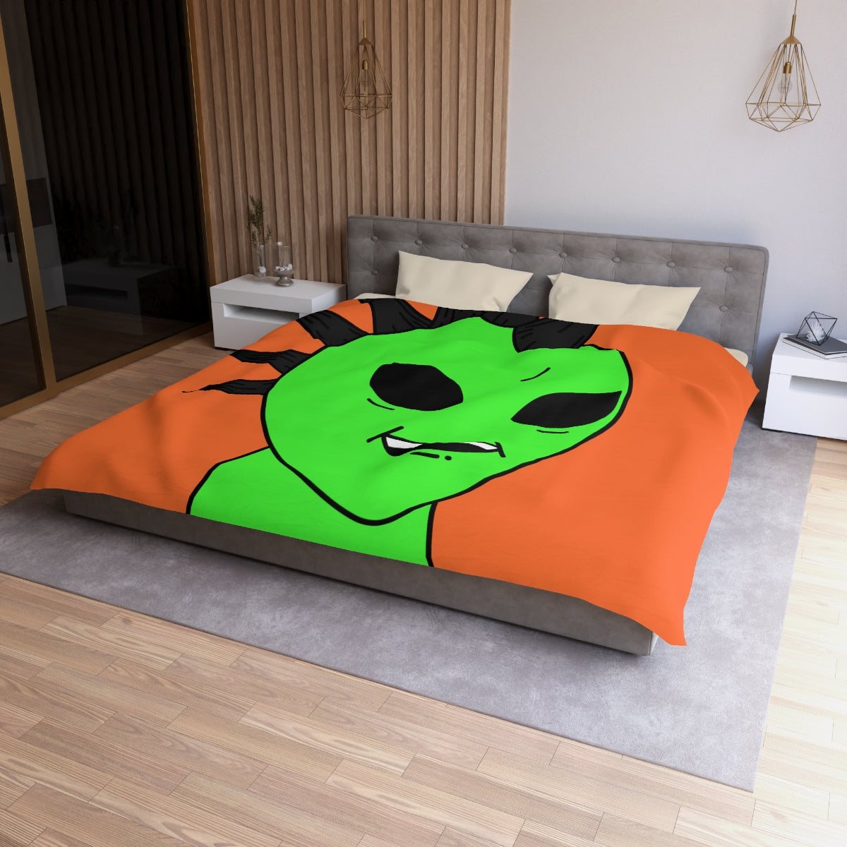 Black Hair Spiked Visitor Alien Microfiber Duvet Cover