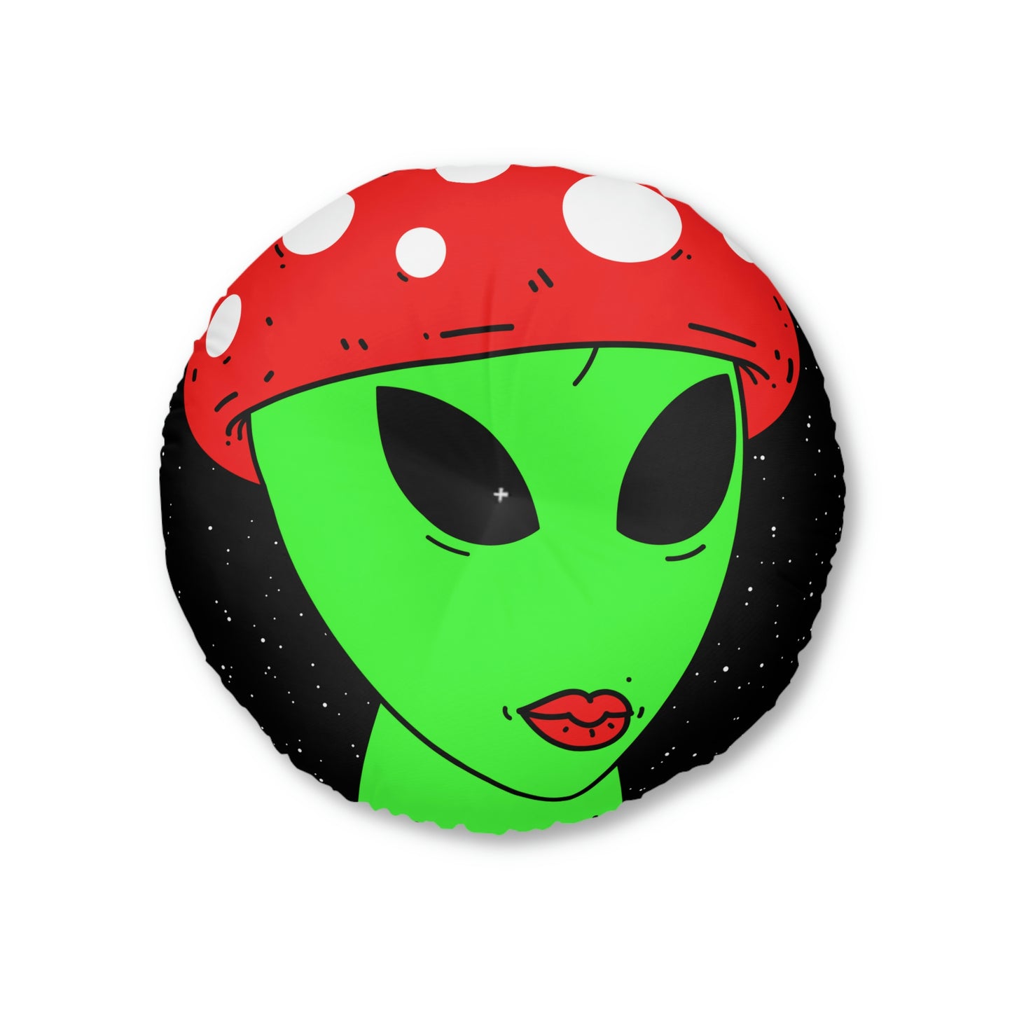 Multi Visitor (2) Green Alien w/ Devil Wings + Mushroom Head Tufted Floor Pillow, Round - Visitor751