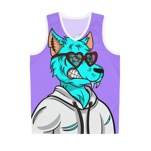 Camiseta de baloncesto Aqua Blue Cyborg Lovely Heart Wolf 