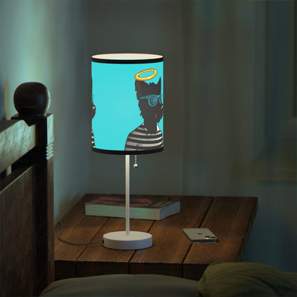 Cyborg Wolve Angel Halo Striped Shirt Glasses Wolf Lamp on a Stand, US|CA plug